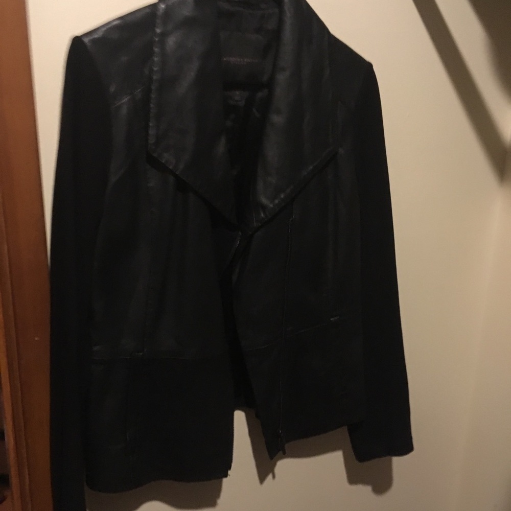 Leather and knit jacket